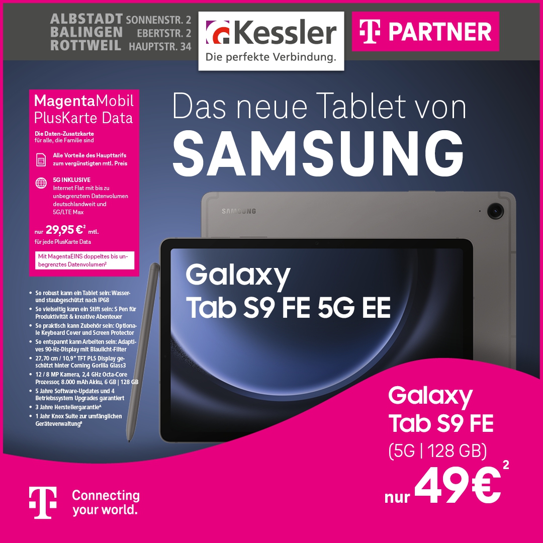 MagentaMobil PlusKarte Data mit Samsung Tab S9 FE