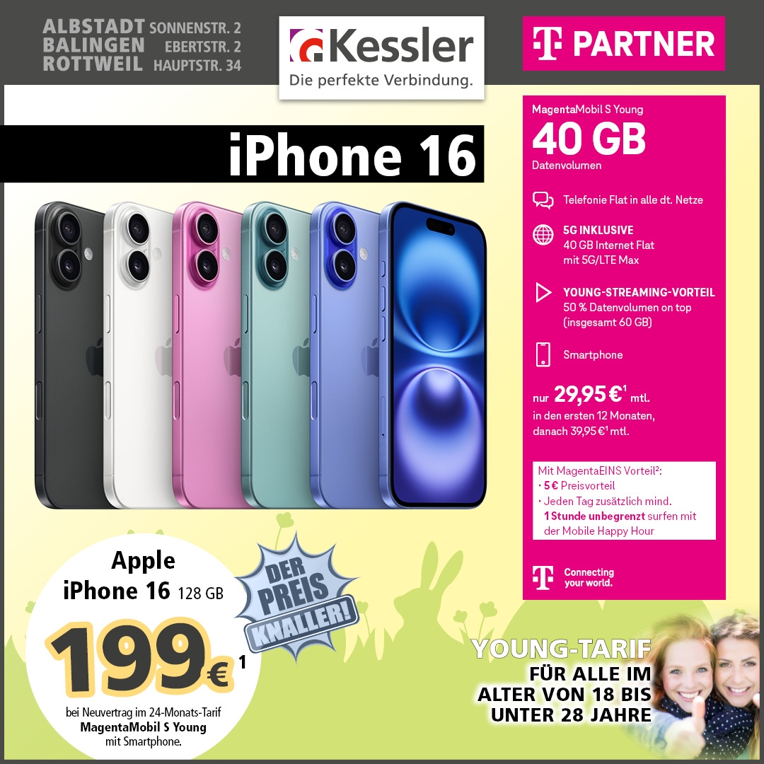 Magenta Mobil S Young mit IPhone 16 128GB