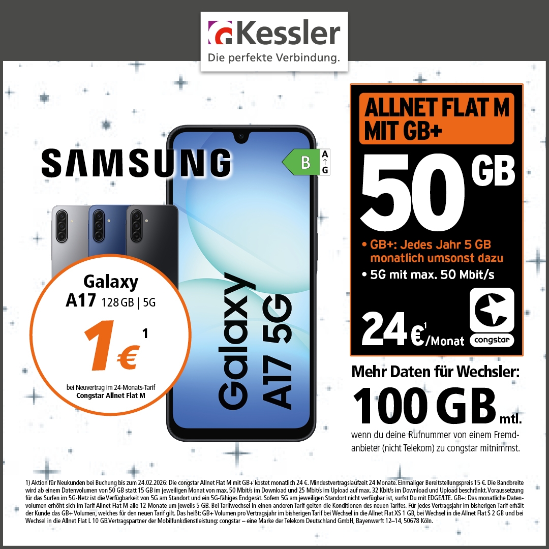 Congstar Allnet M mit GB+ und Galaxy A17 5G