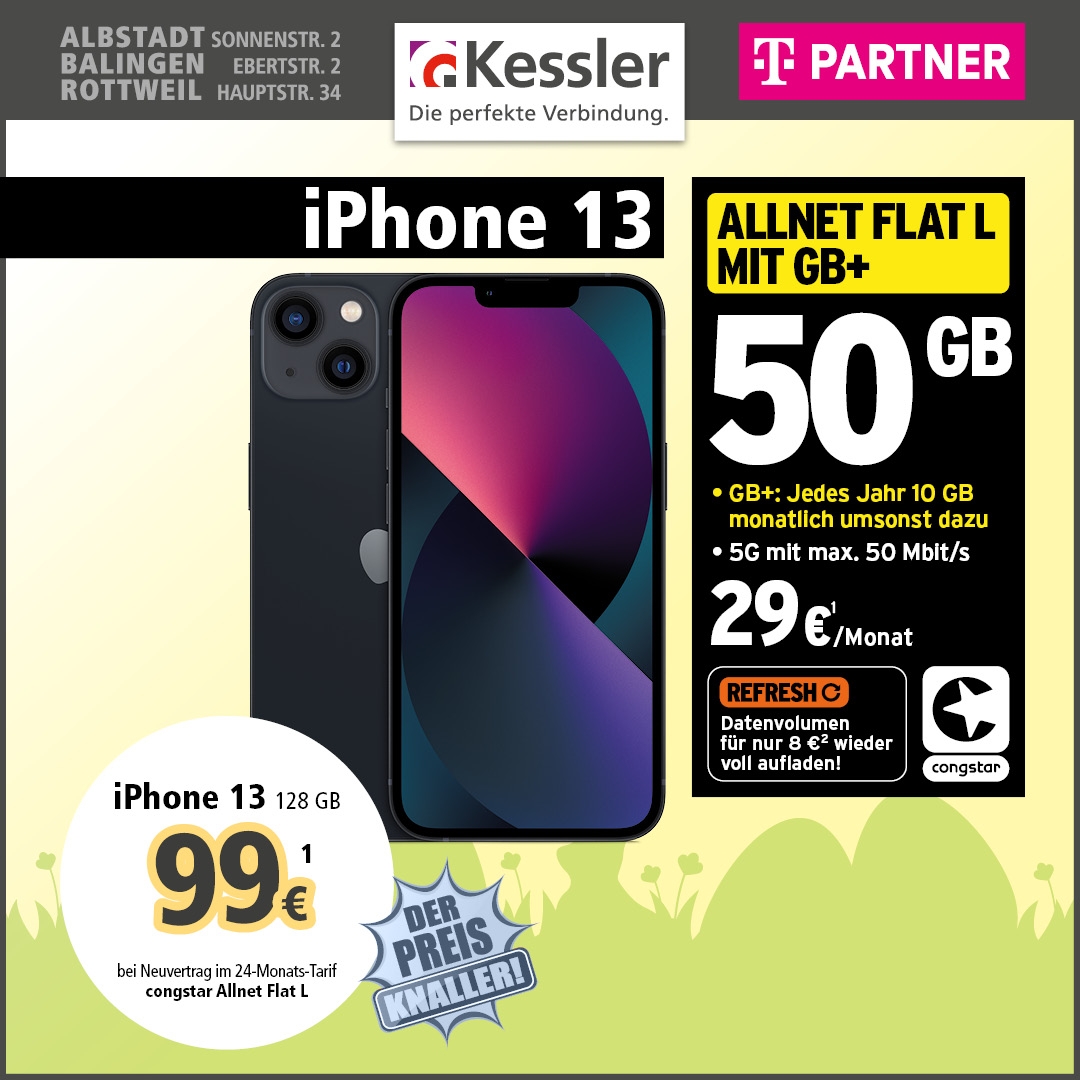 Congstar Allnet L mit GB+ und Apple IPhone 13