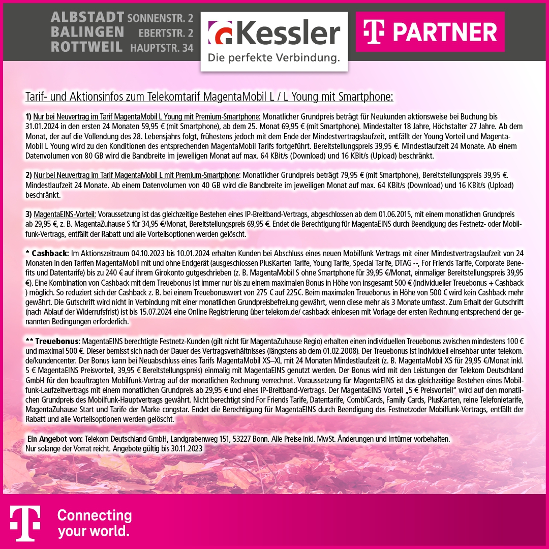 Telekom Magenta Mobil L Young mit IPhone 15