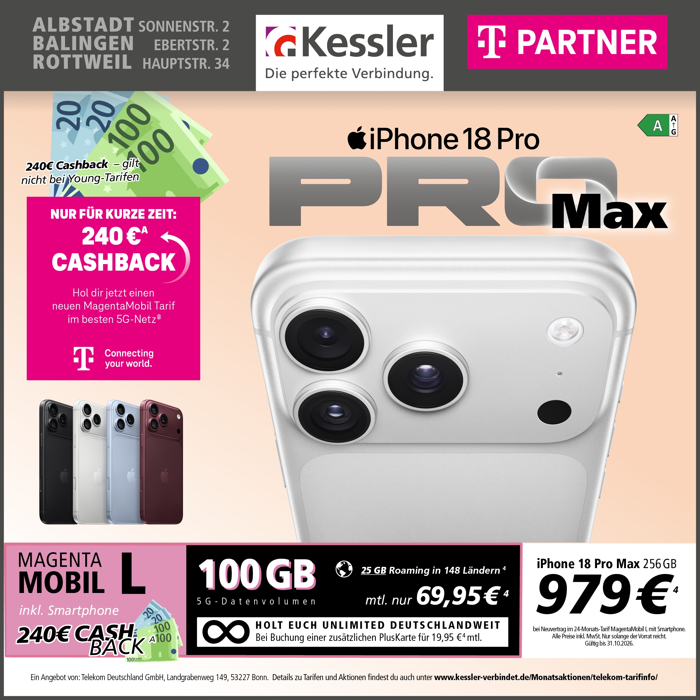 MagentaMobil L mit iPhone 18 Pro Max 256GB