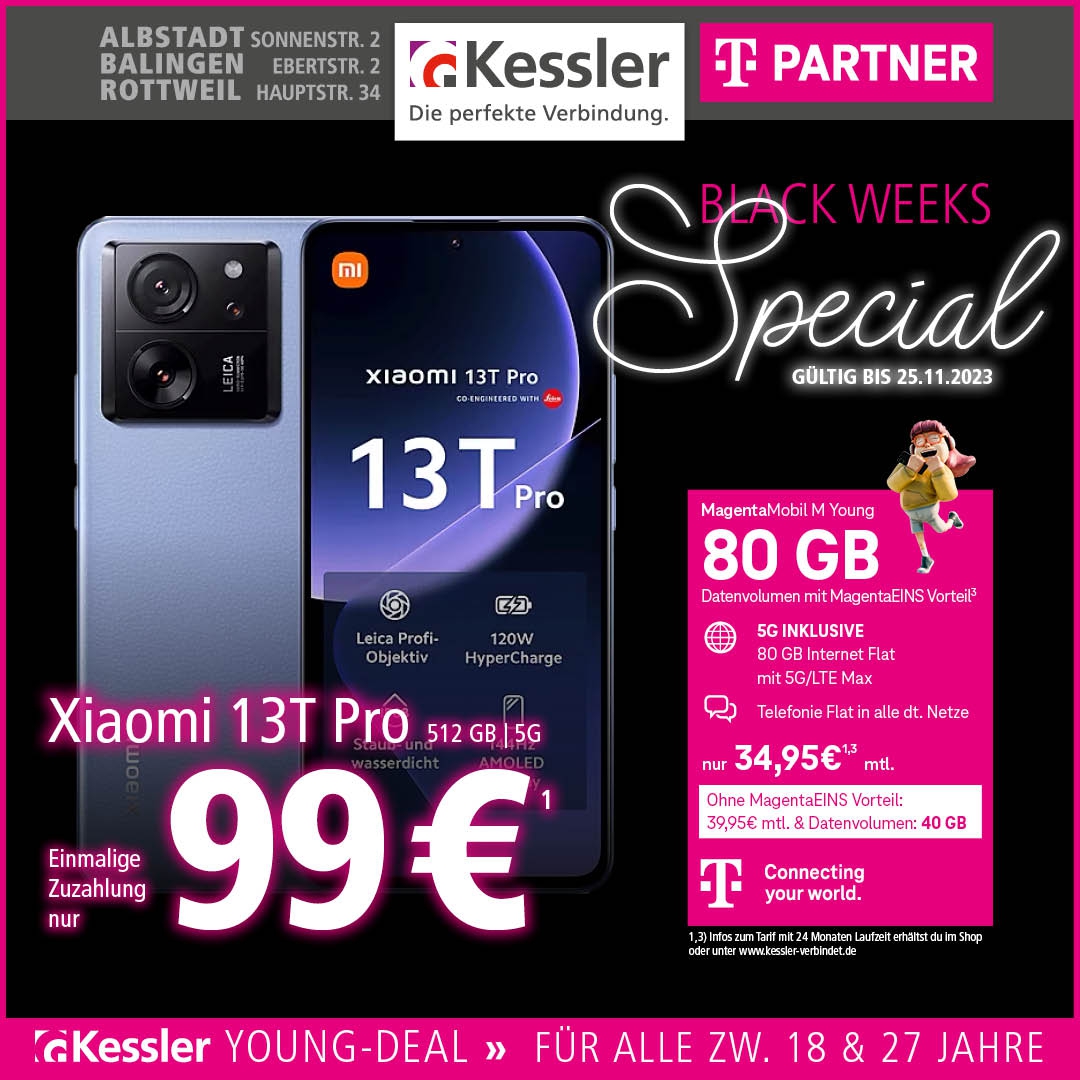 MagentaMobil M Young +Cashback mit Xiaomi 13T Pro