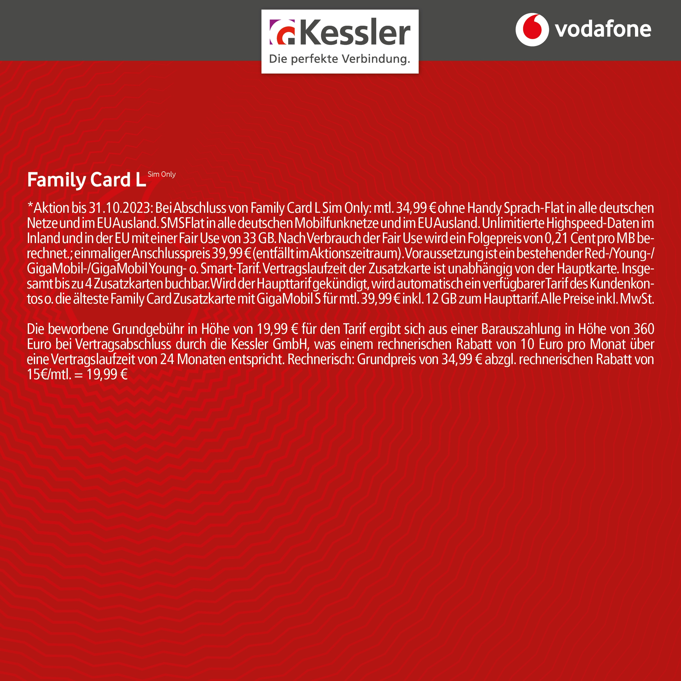 Vodafone Family Card L Unlimited für nur 19,99€