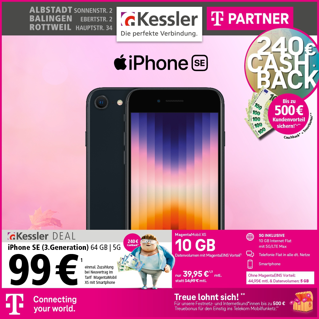 MagentaMobil XS +Cashback mit iPhone SE 3.Gen.