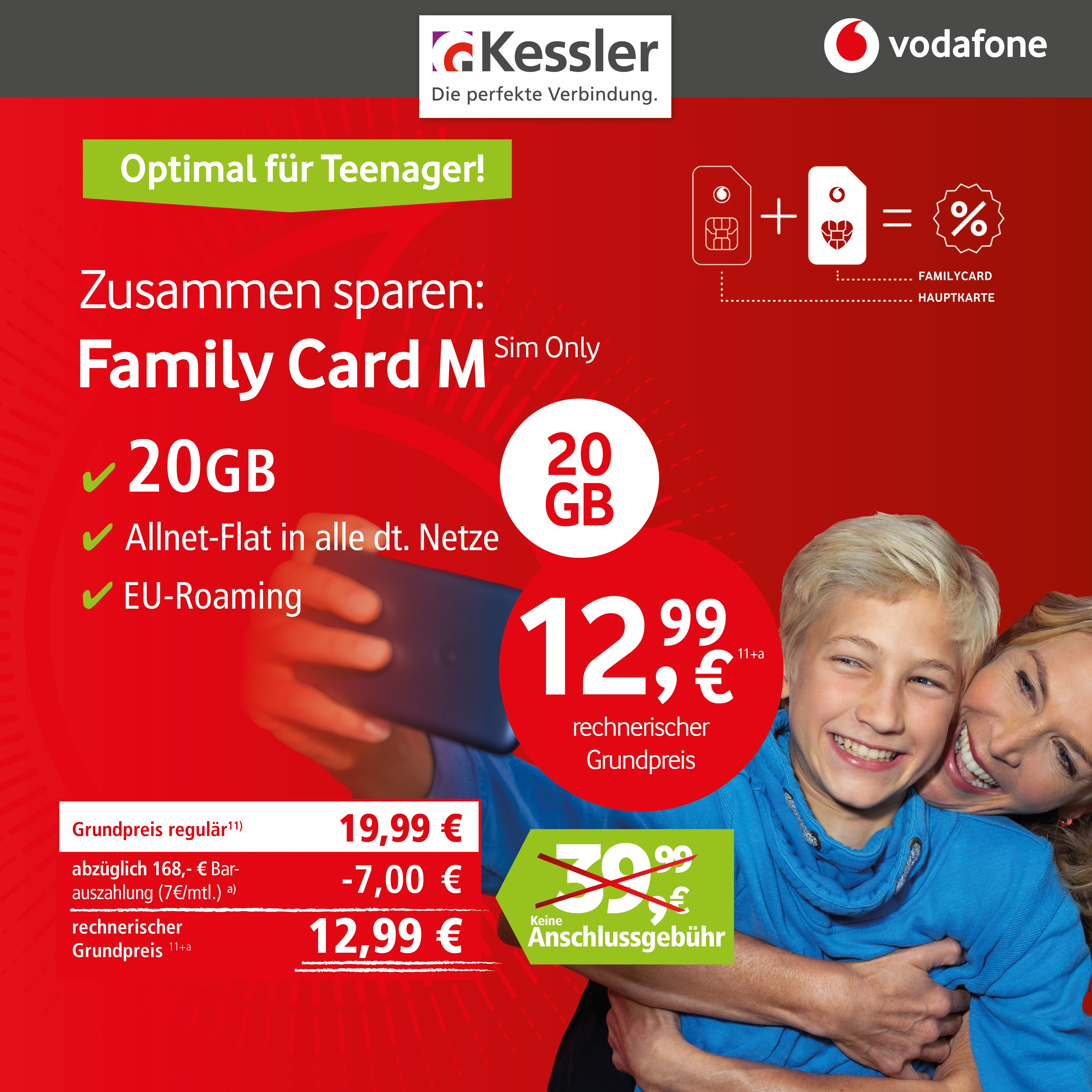 Vodafone Family Card M für nur 12,99€ mtl.