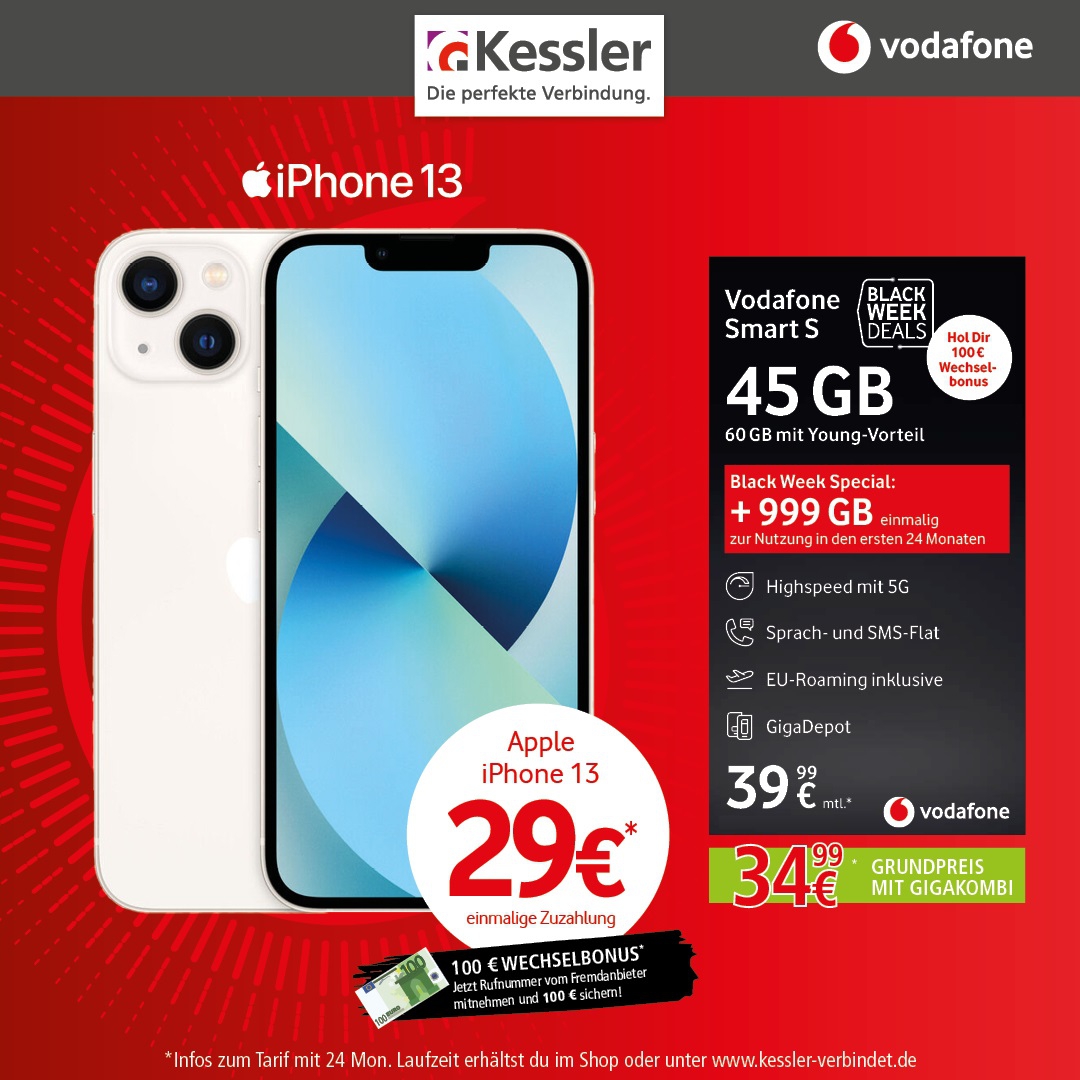 Vodafone Smart S mit IPhone 13 128GB