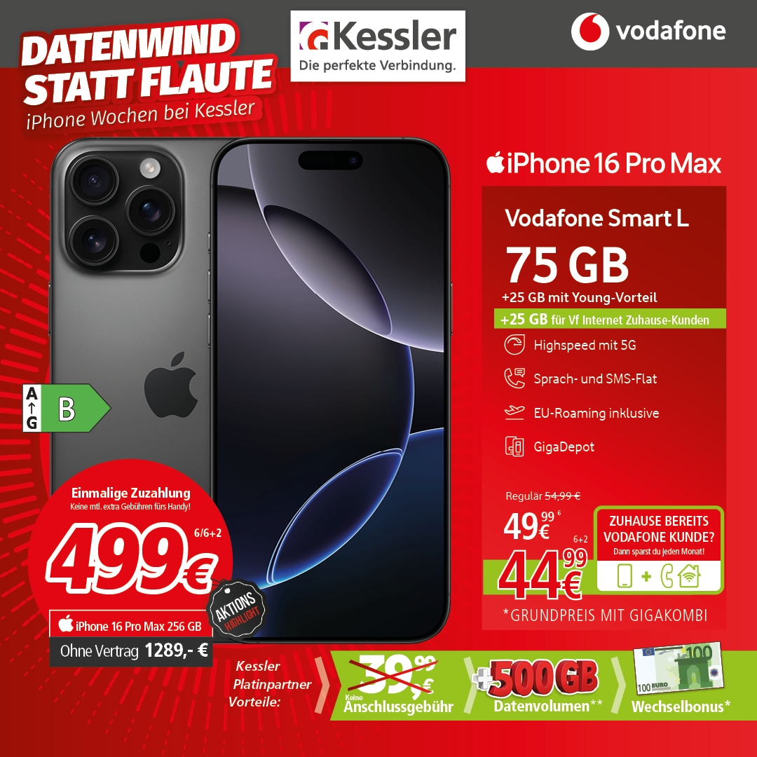 Vodafone Smart L m. iPhone 16 Pro Max 256GB