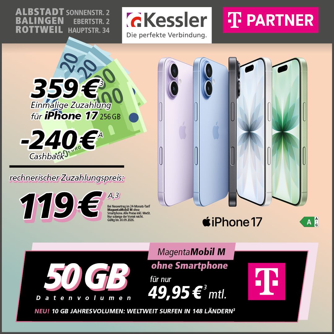 MagentaMobil M mit Apple iPhone 17 256GB