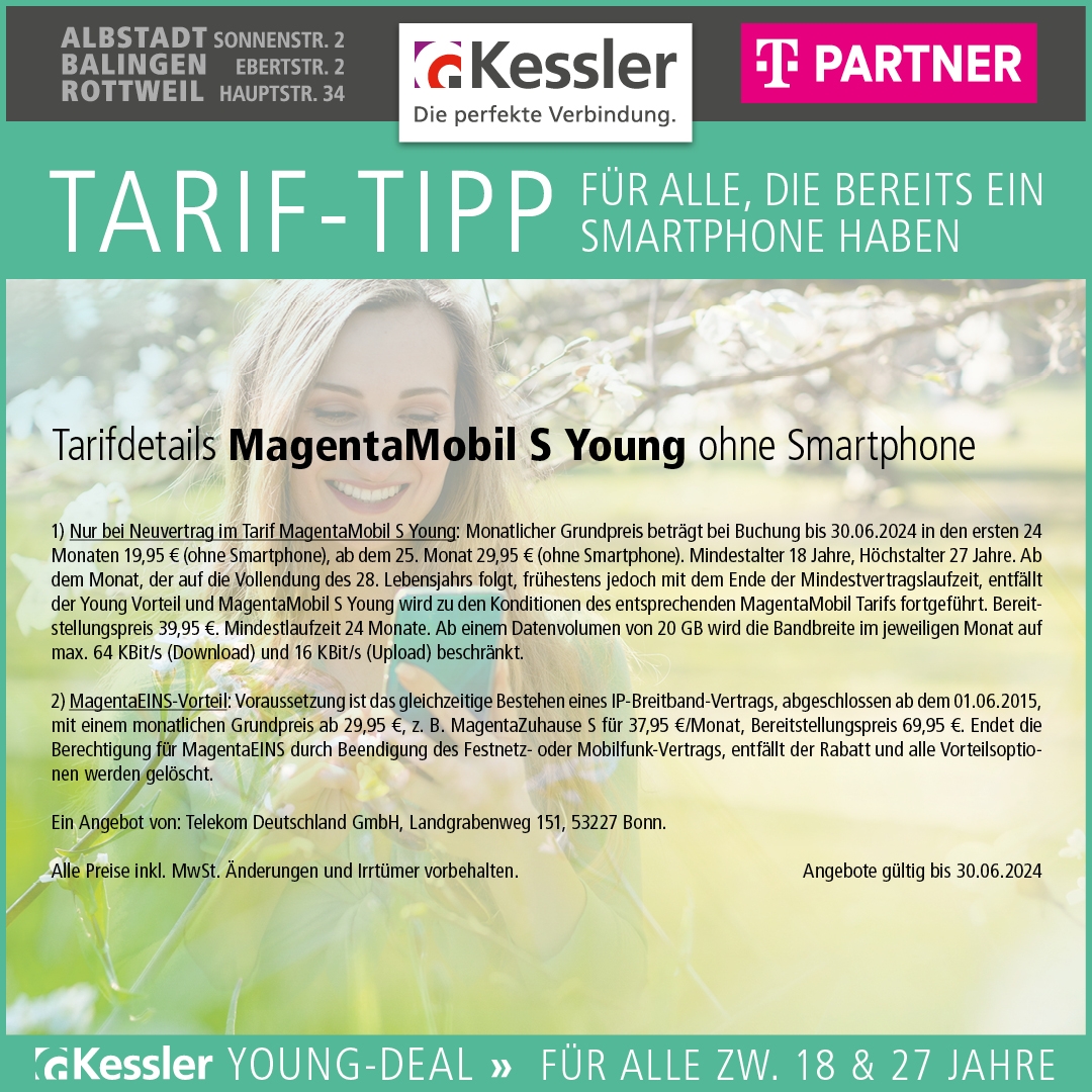 Telekom MagentaMobil S Young ohne Handy für 14,95€