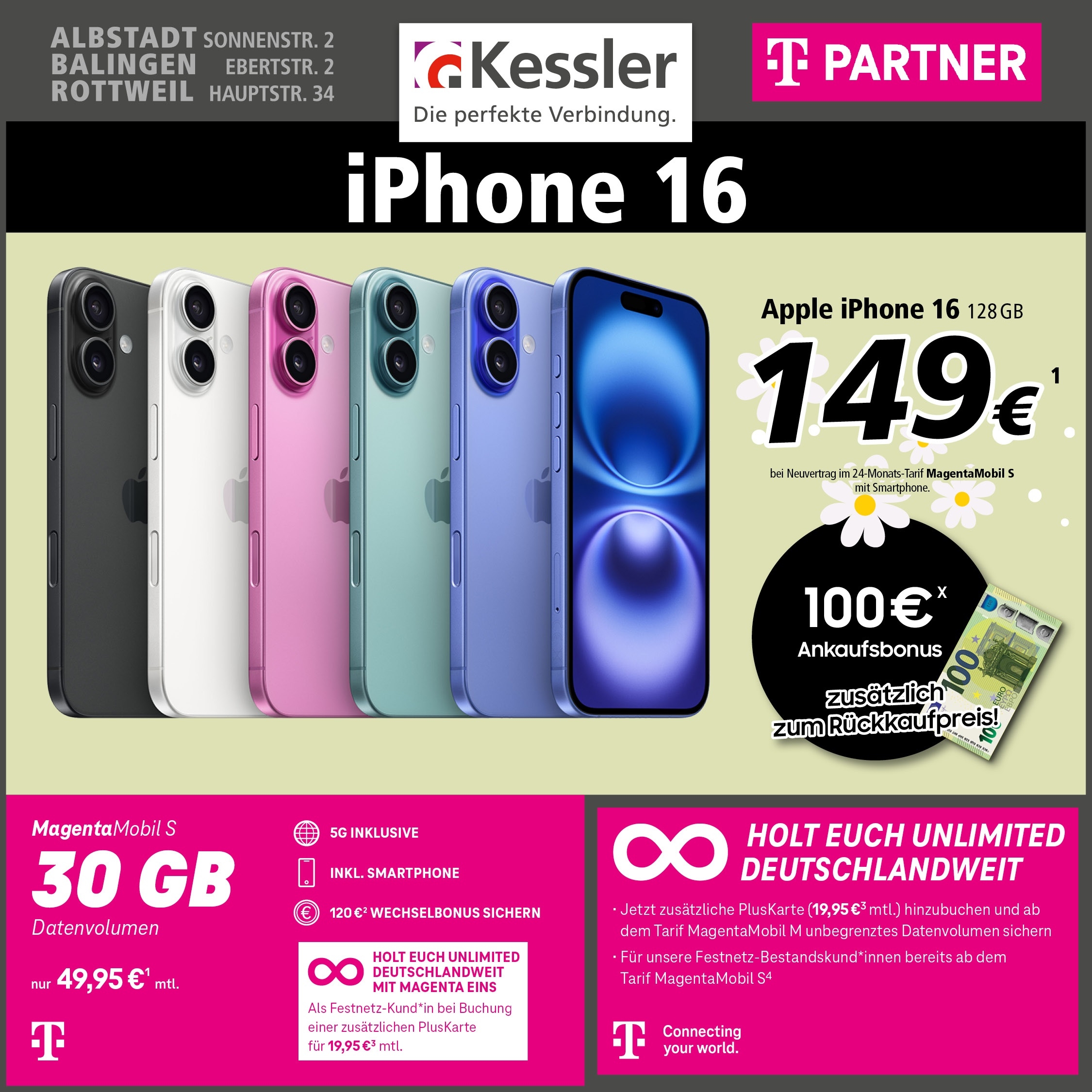 Magenta Mobil S mit Apple iPhone 16 128GB