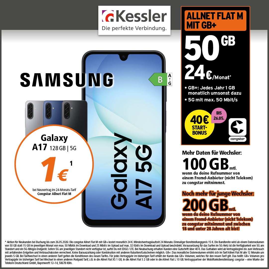 Congstar Allnet M mit GB+ und Galaxy A17 5G