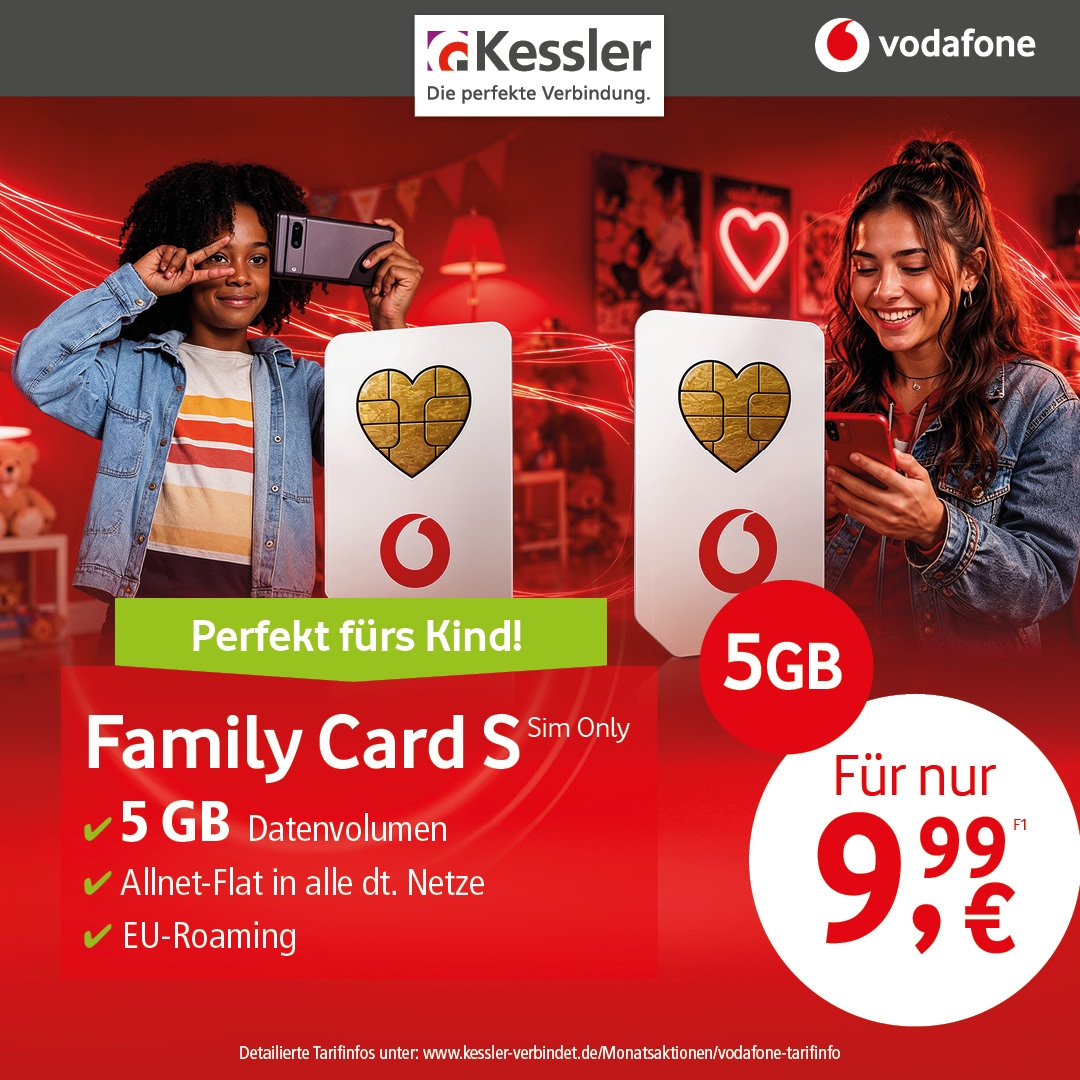 Vodafone Family Card S für nur 9,99€ mtl.