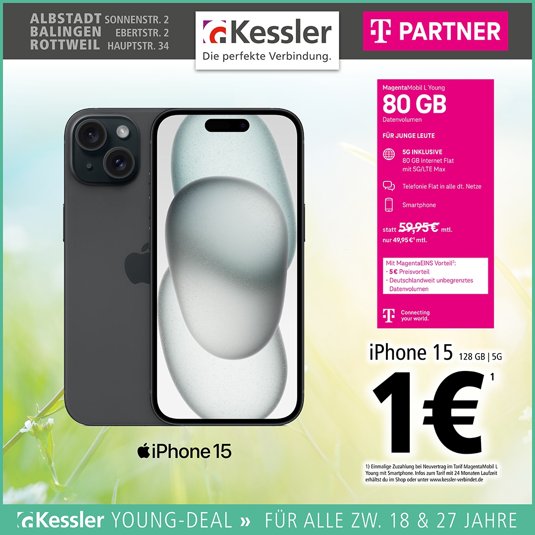 Magenta Mobil L Young mit iPhone 15