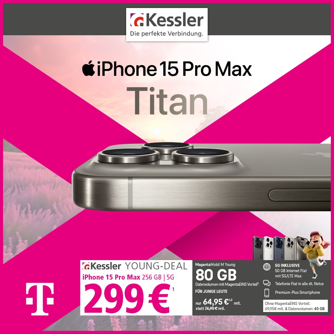 Magenta Mobil M Young Mit Handy Magenta Mobil M Young mit IPhone 15 Pro Max | TKANGEBOT025