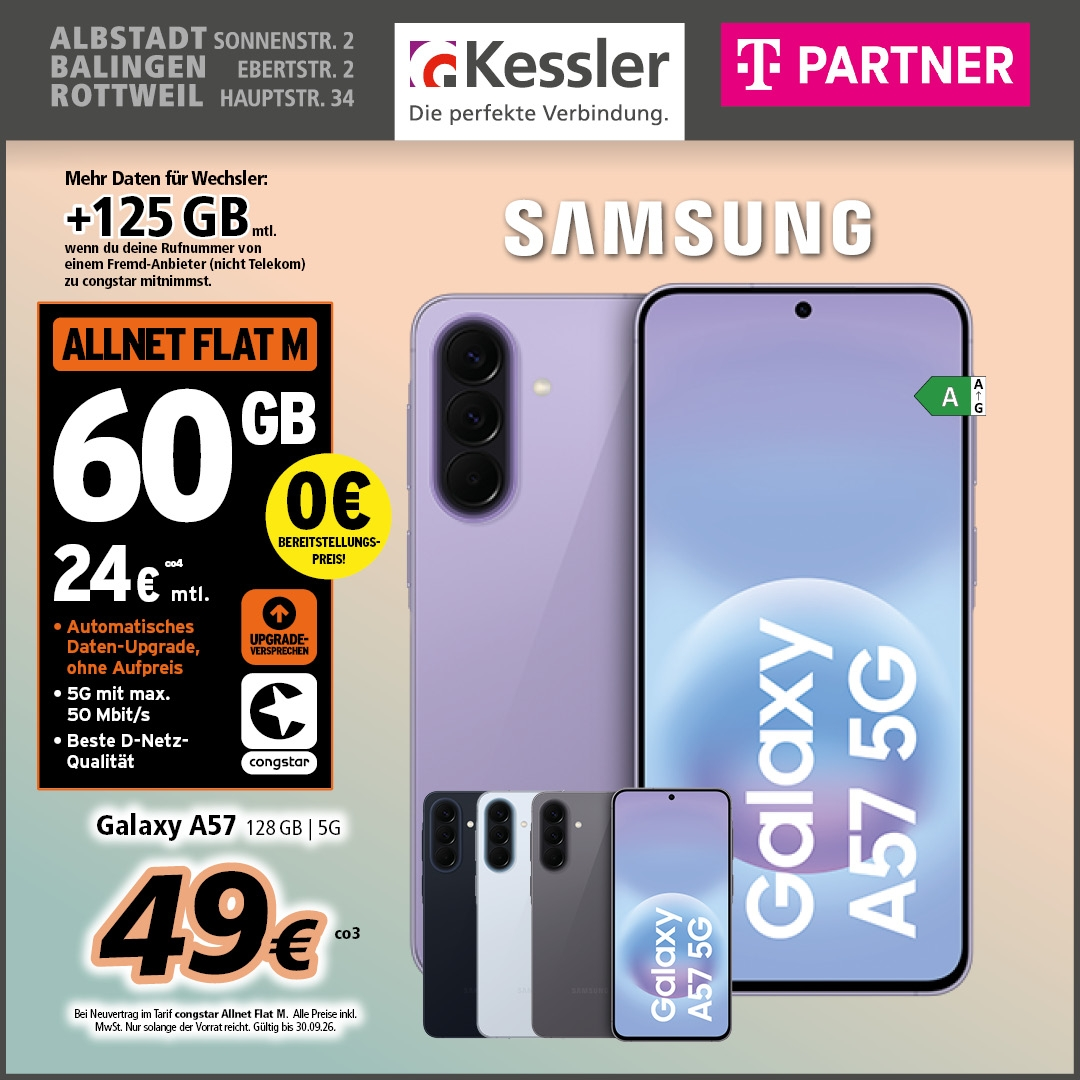 Congstar Allnet M mit Samsung Galaxy A57 128GB