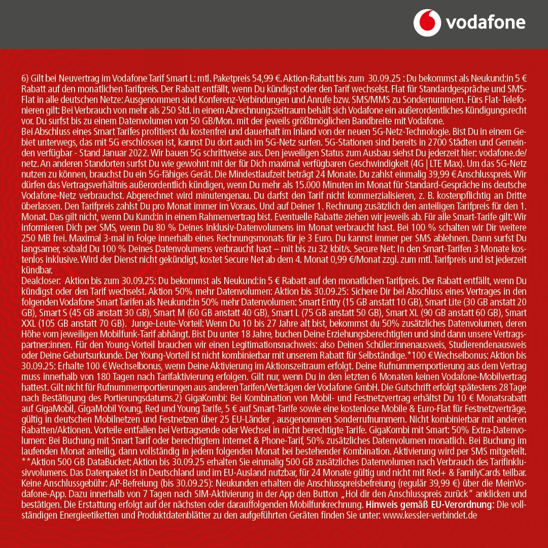 Vodafone Smart L mit Apple IPhone 16 Pro