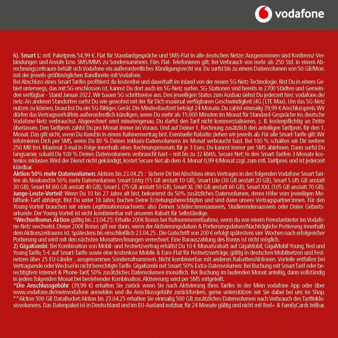 Vodafone Smart L mit Apple IPhone 16 Pro