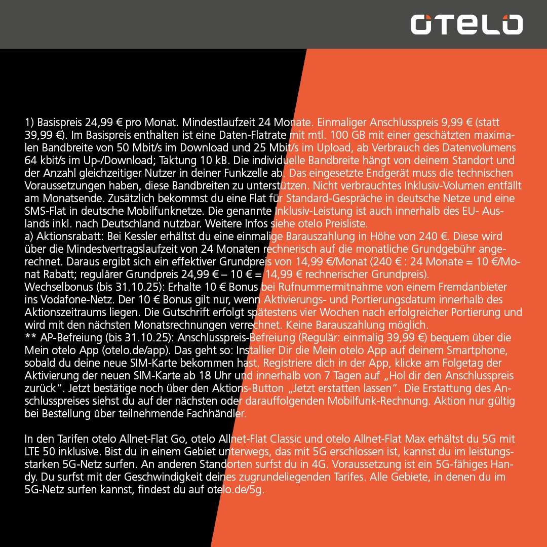 OTELO Daten-Deal = 100GB für 14,99€