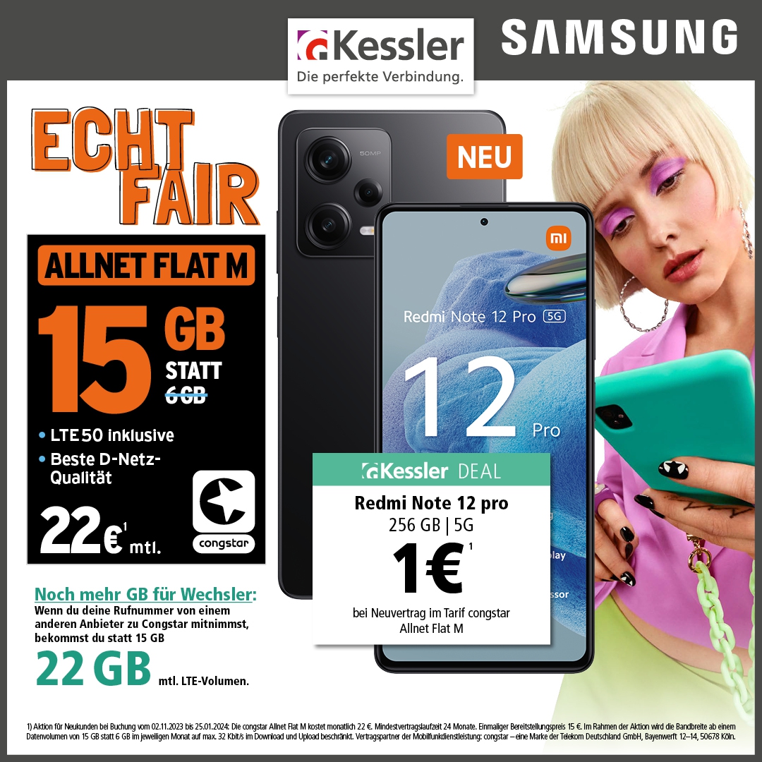 Congstar Allnet M mit Xiaomi Redmi Note 12 pro