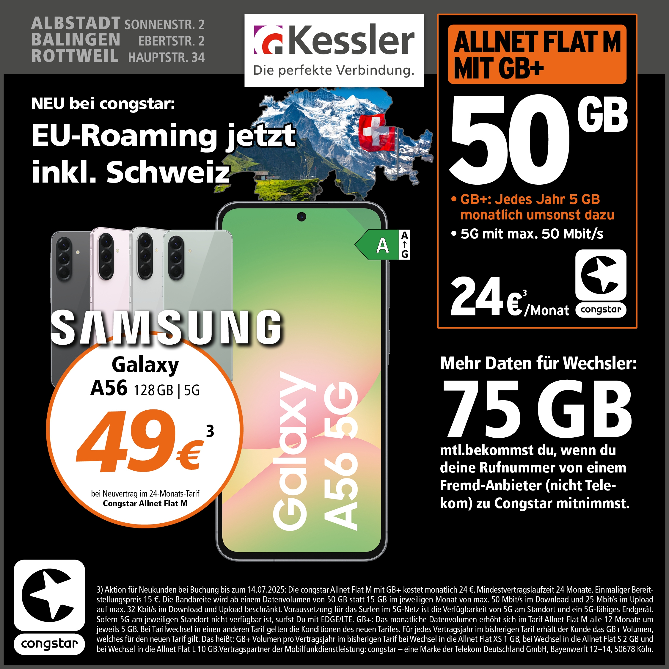 Congstar Allnet M mit Samsung Galaxy A56 128GB