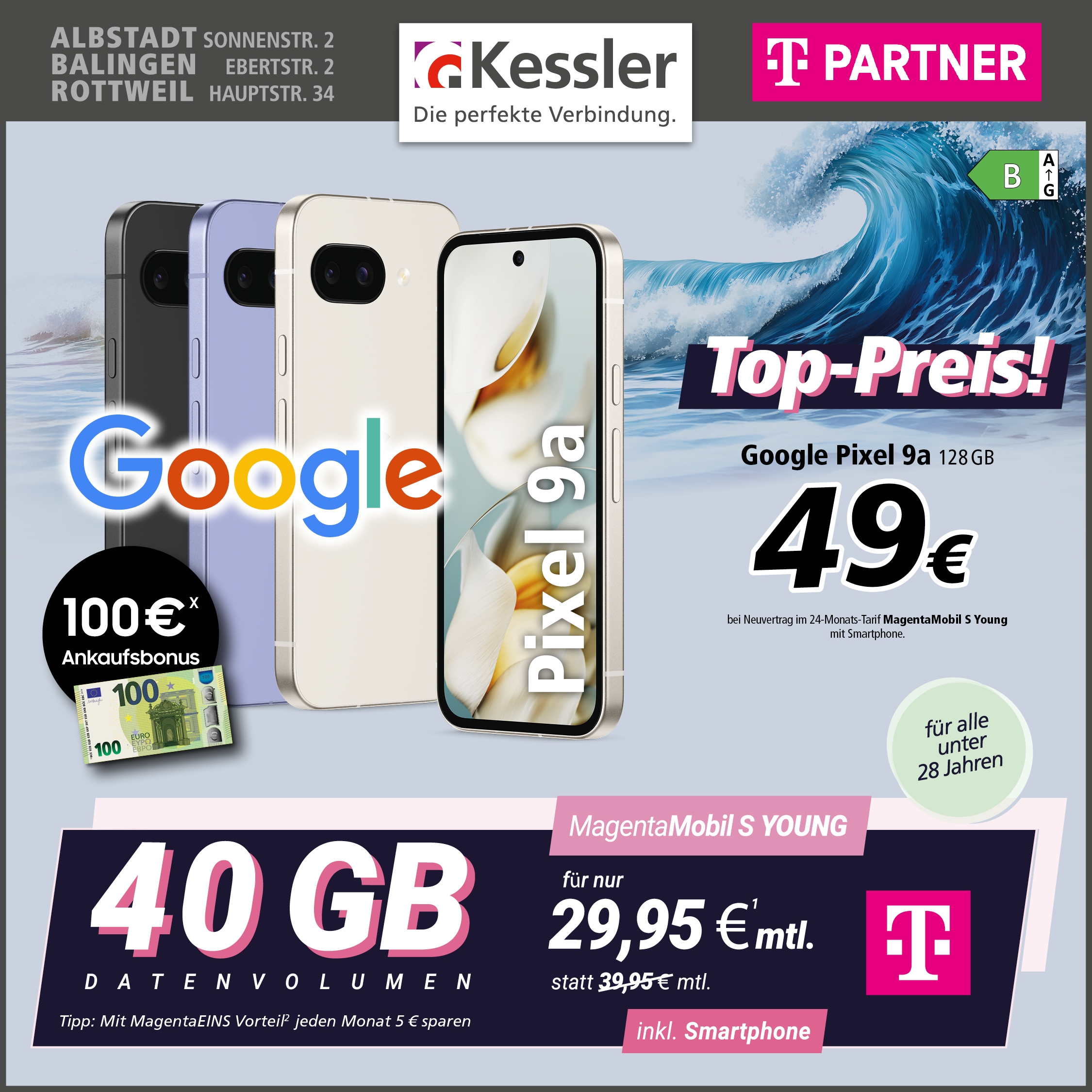 MagentaMobil S Young mit Google Pixel 9a 128GB