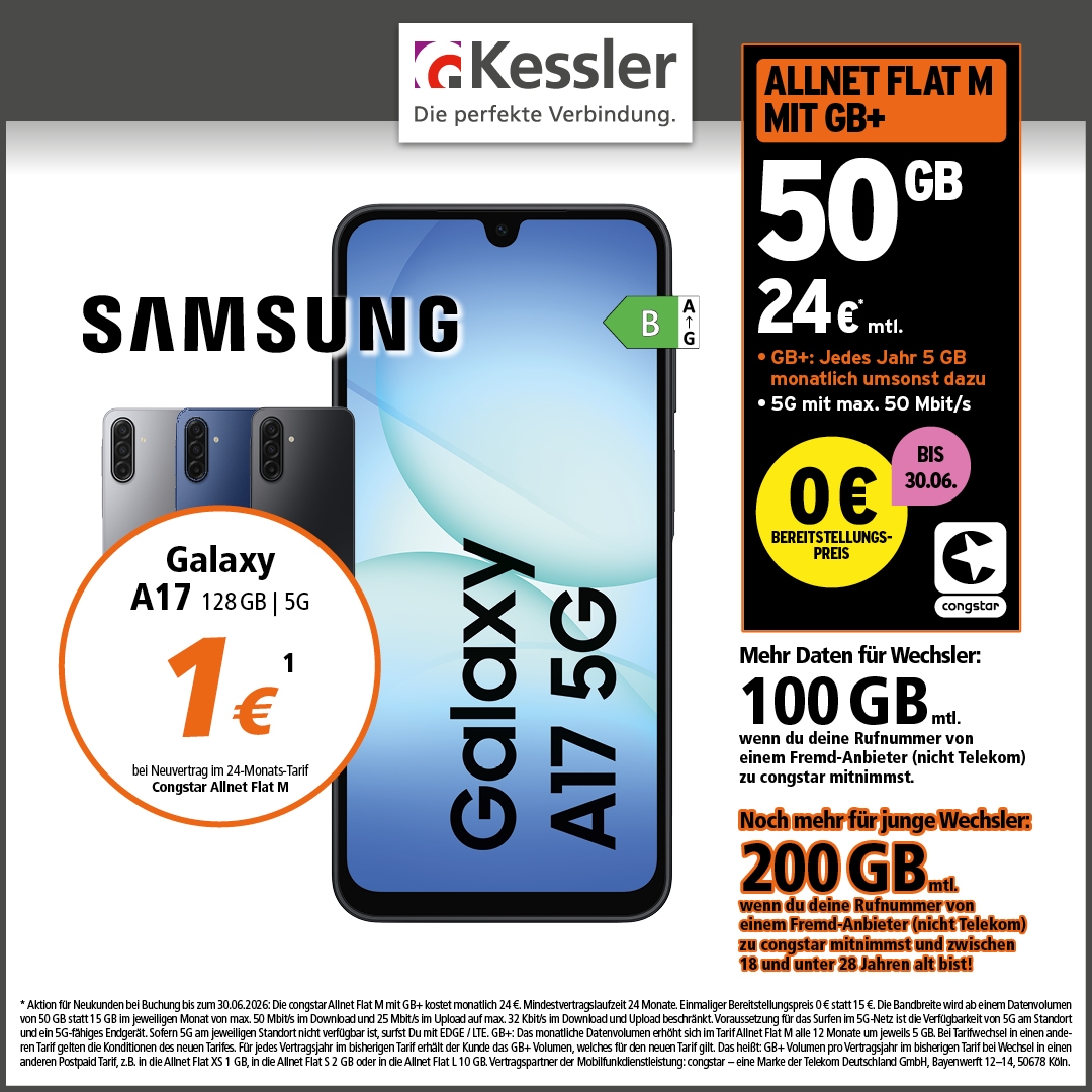 Congstar Allnet M mit GB+ und Galaxy A17 5G