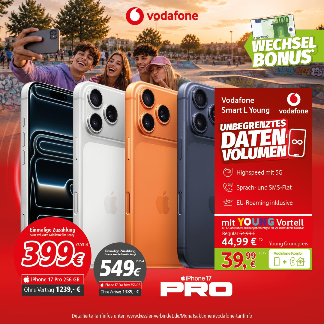 Vodafone Smart L Young mit iPhone 17 Pro