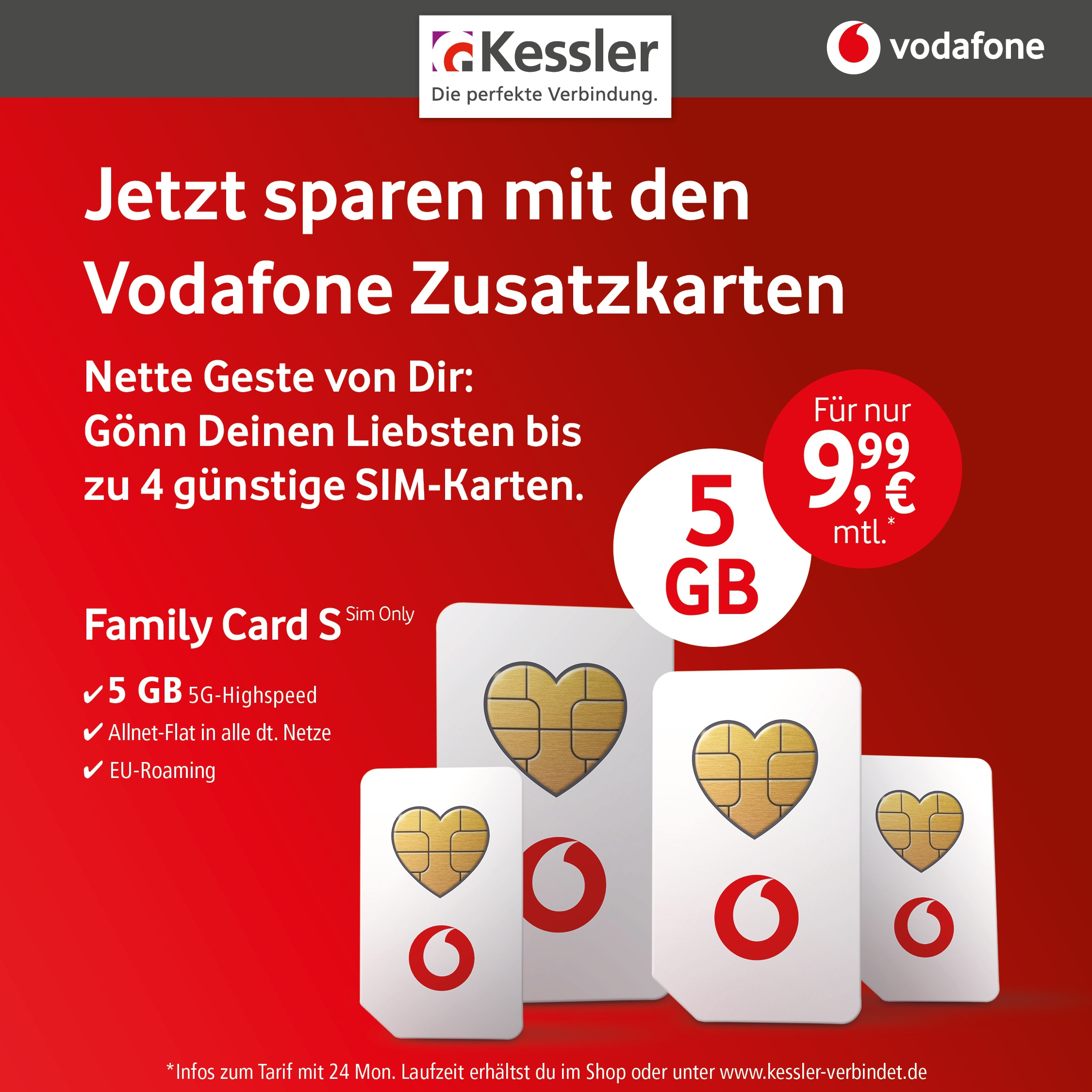 Vodafone Family Card S für nur 9,99€ mtl.