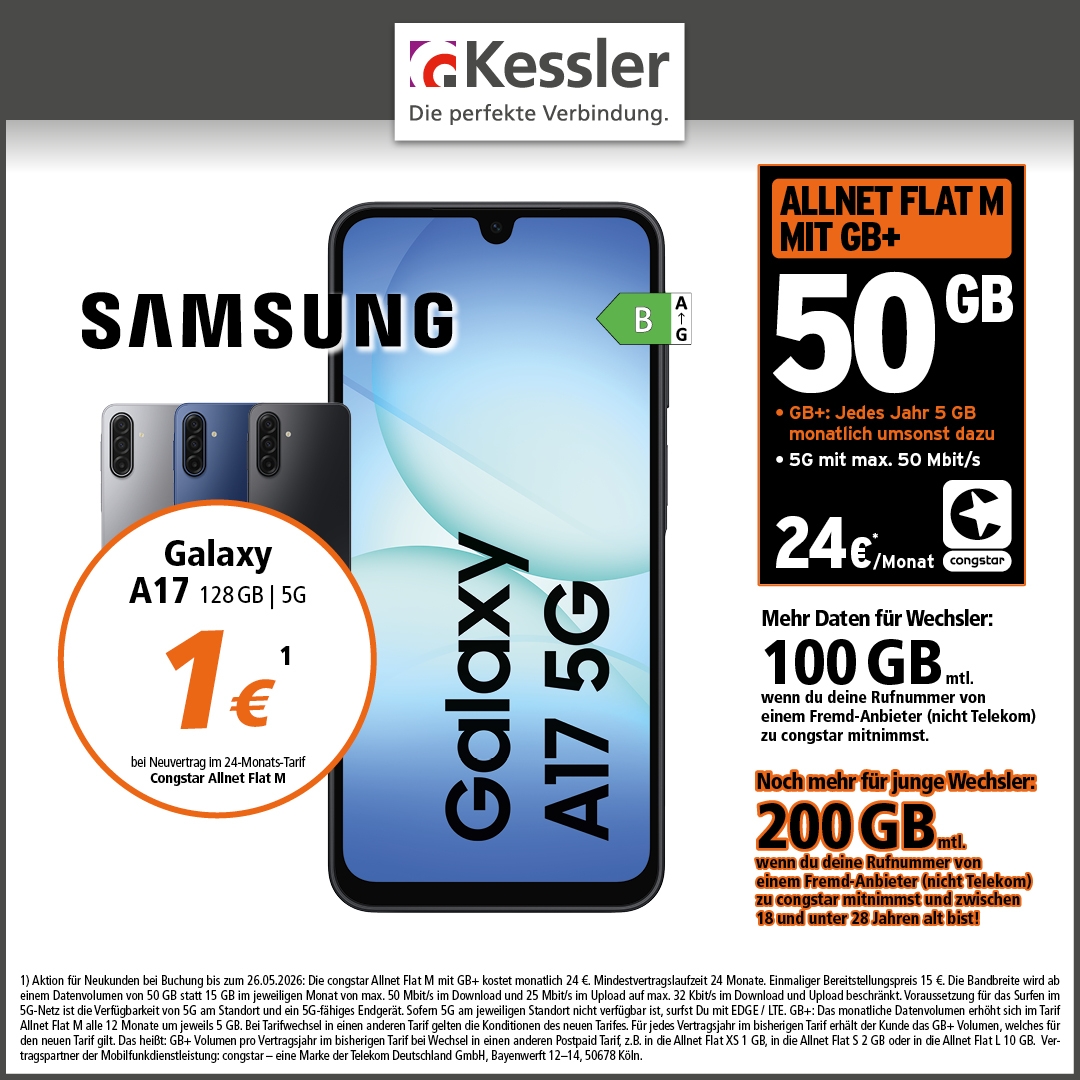 Congstar Allnet M mit GB+ und Galaxy A17 5G