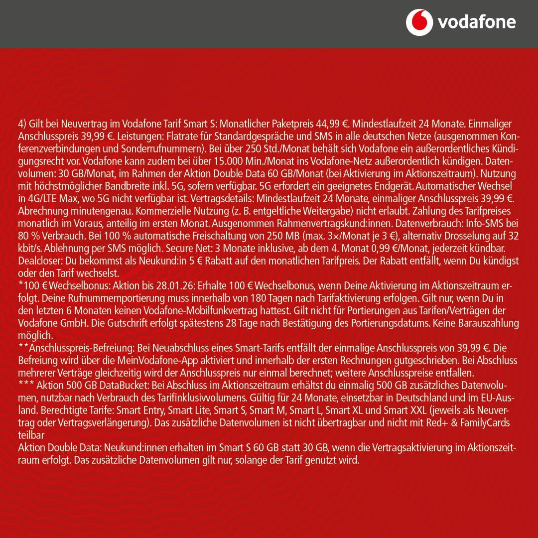 Vodafone Smart S mit IPhone 16 128GB