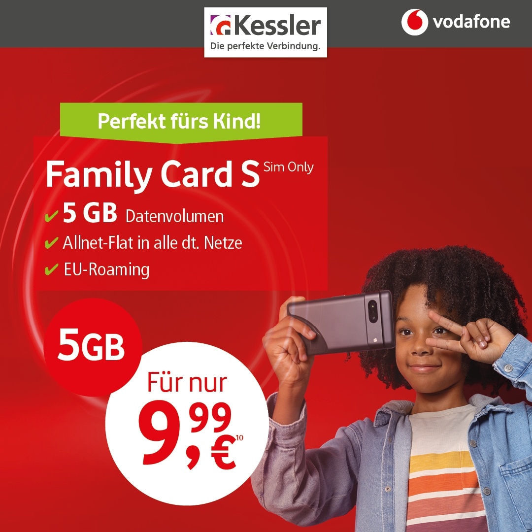 Vodafone Family Card S für nur 9,99€ mtl.