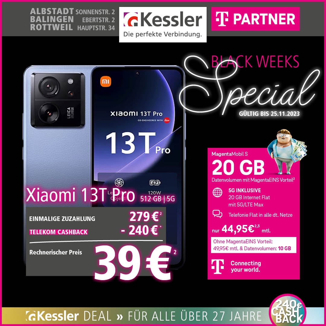 MagentaMobil S +Cashback mit Xiaomi 13T Pro