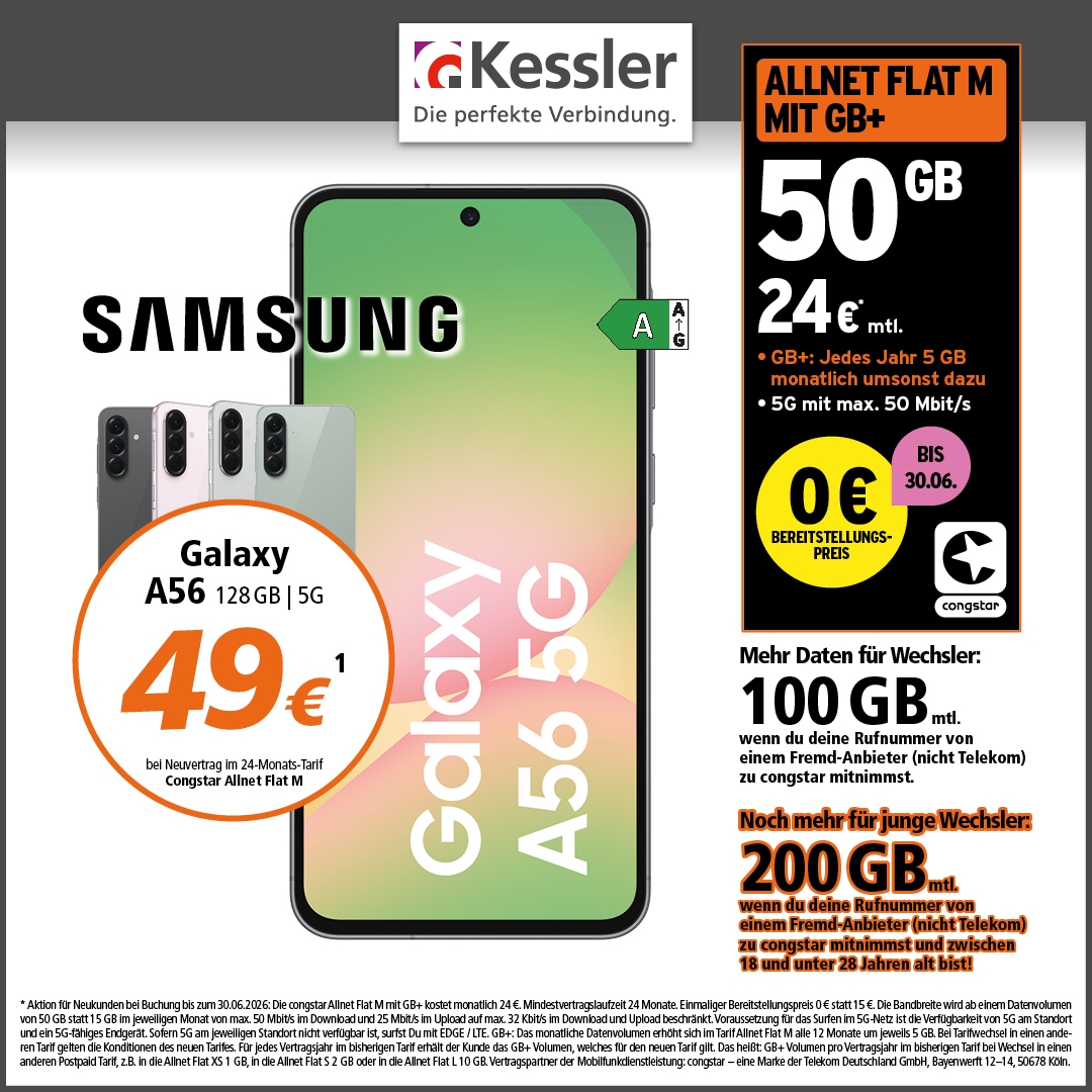 Congstar Allnet M mit Samsung Galaxy A56 128GB