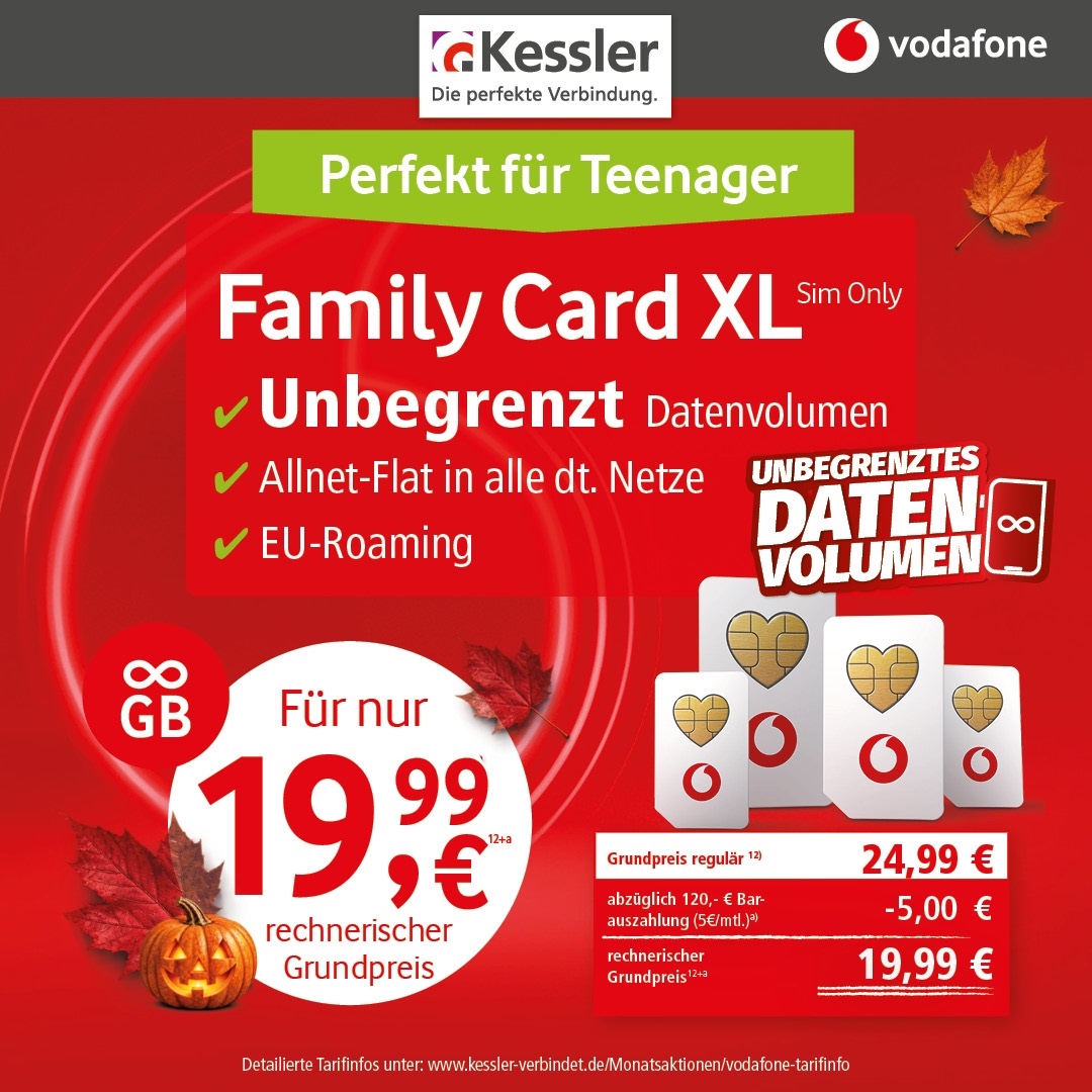 Vodafone Family Card XL für 19,99€ mtl.