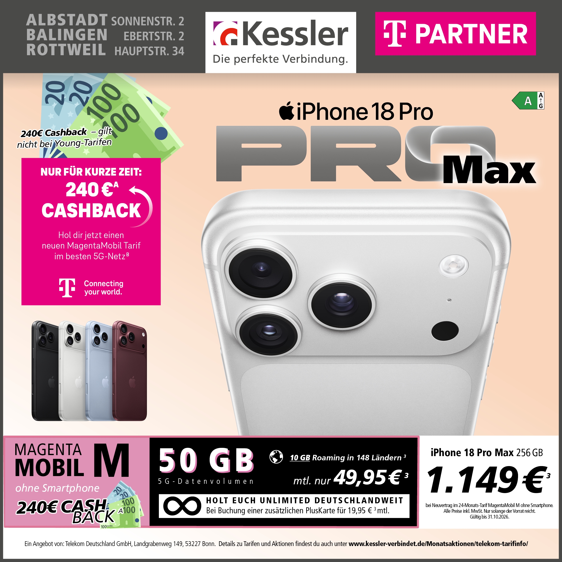 MagentaMobil M mit iPhone 18 Pro Max 256GB