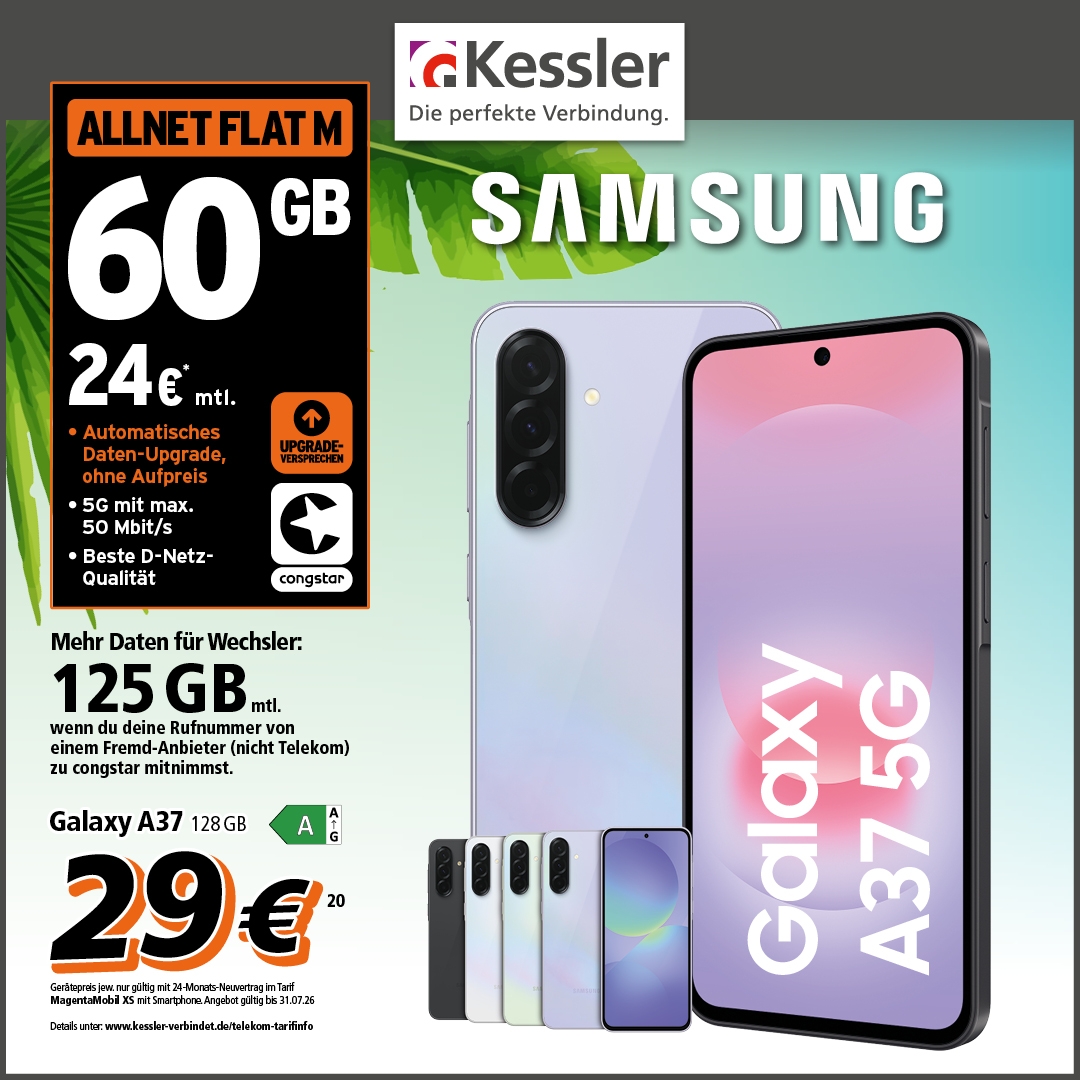 Congstar Allnet M mit GB+ und Samsung A37 5G