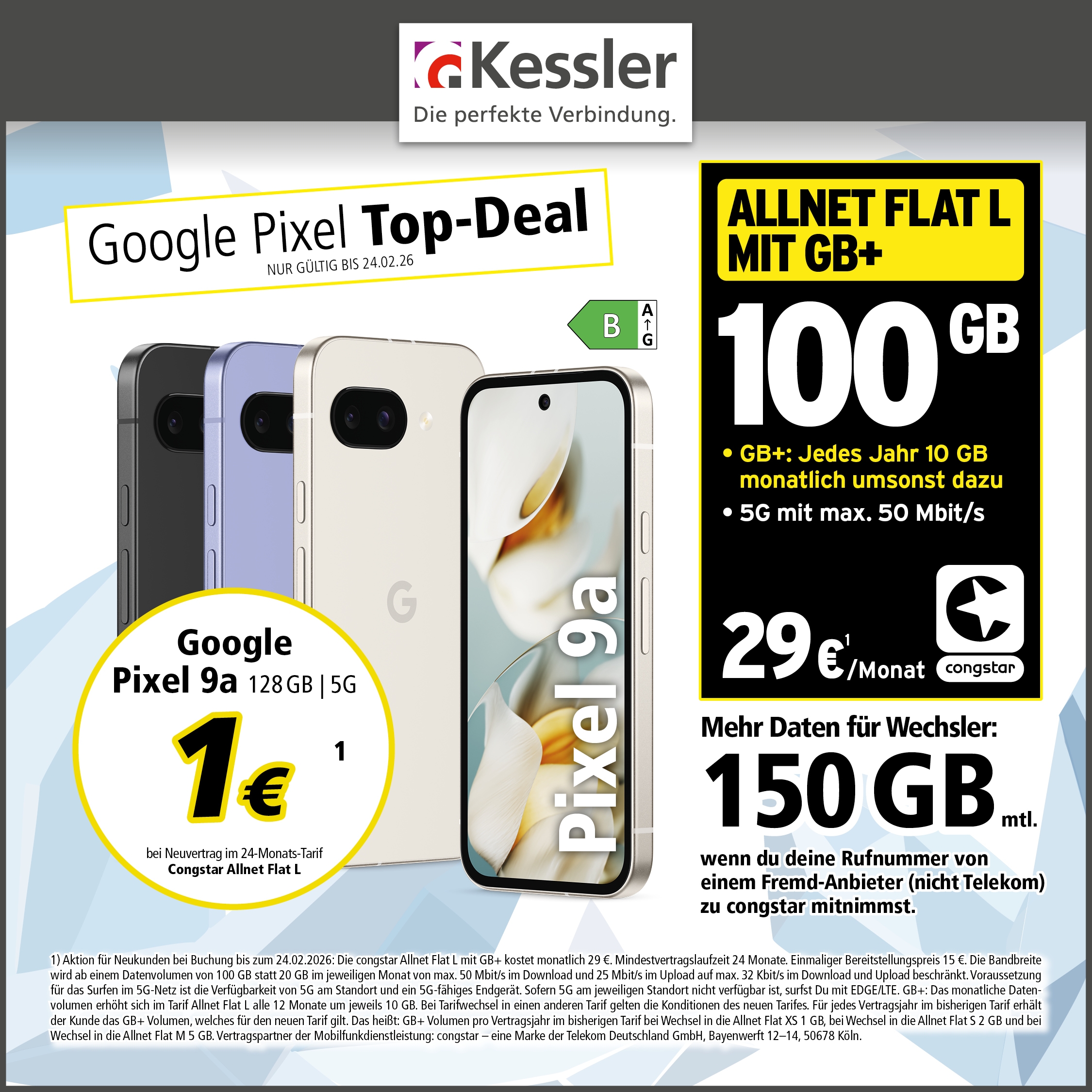 Congstar Allnet L mit GB+ und Google Pixel 9a