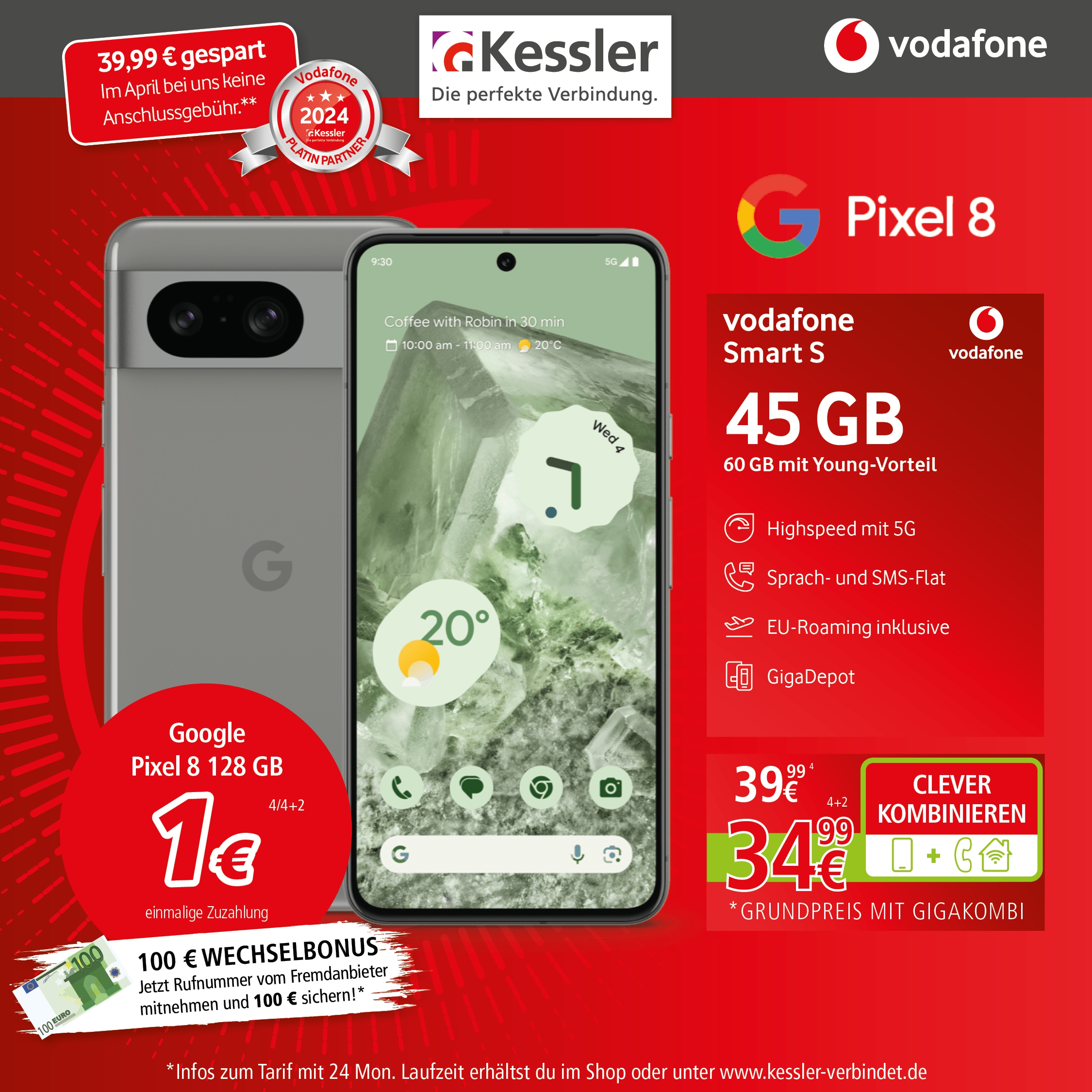 Vodafone Smart S mit Google Pixel 8 128GB