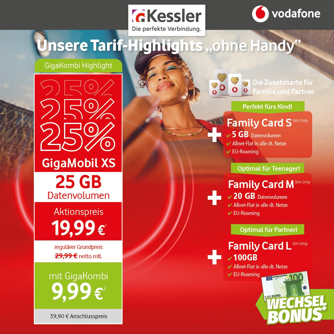 Vodafone Tarif-Highlights ohne Handy
