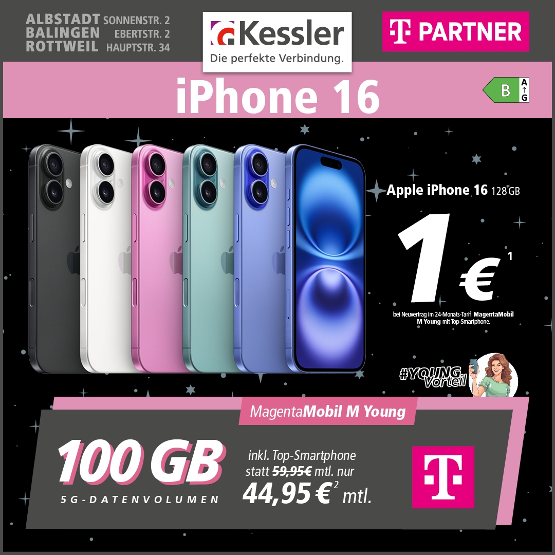 Magenta Mobil M Young mit Apple iPhone 16