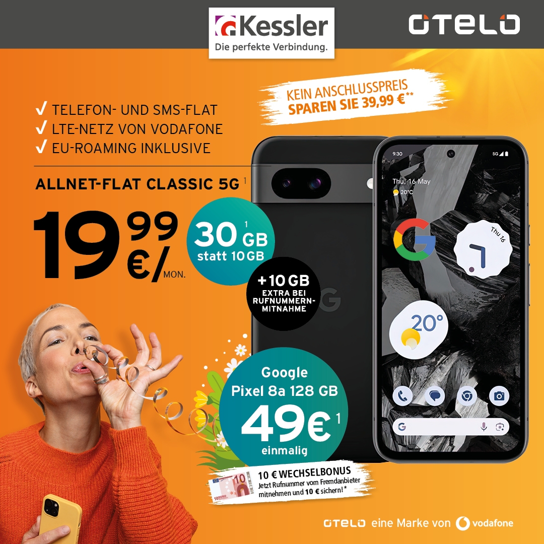 OTELO Classic 30GB mit Google Pixel 8a 128GB
