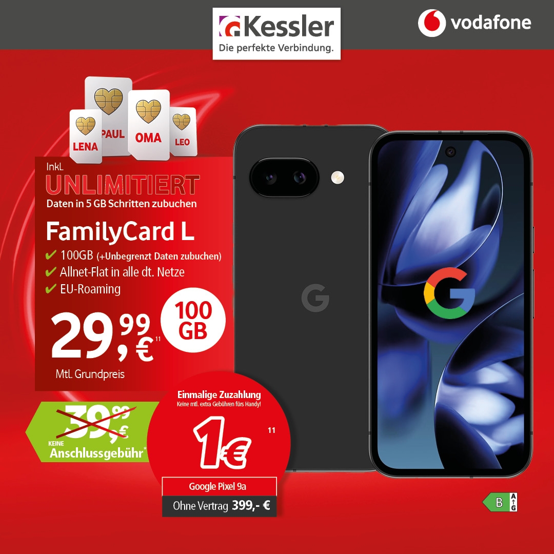 Vodafone FamilyCard K mit Google Pixel 9a