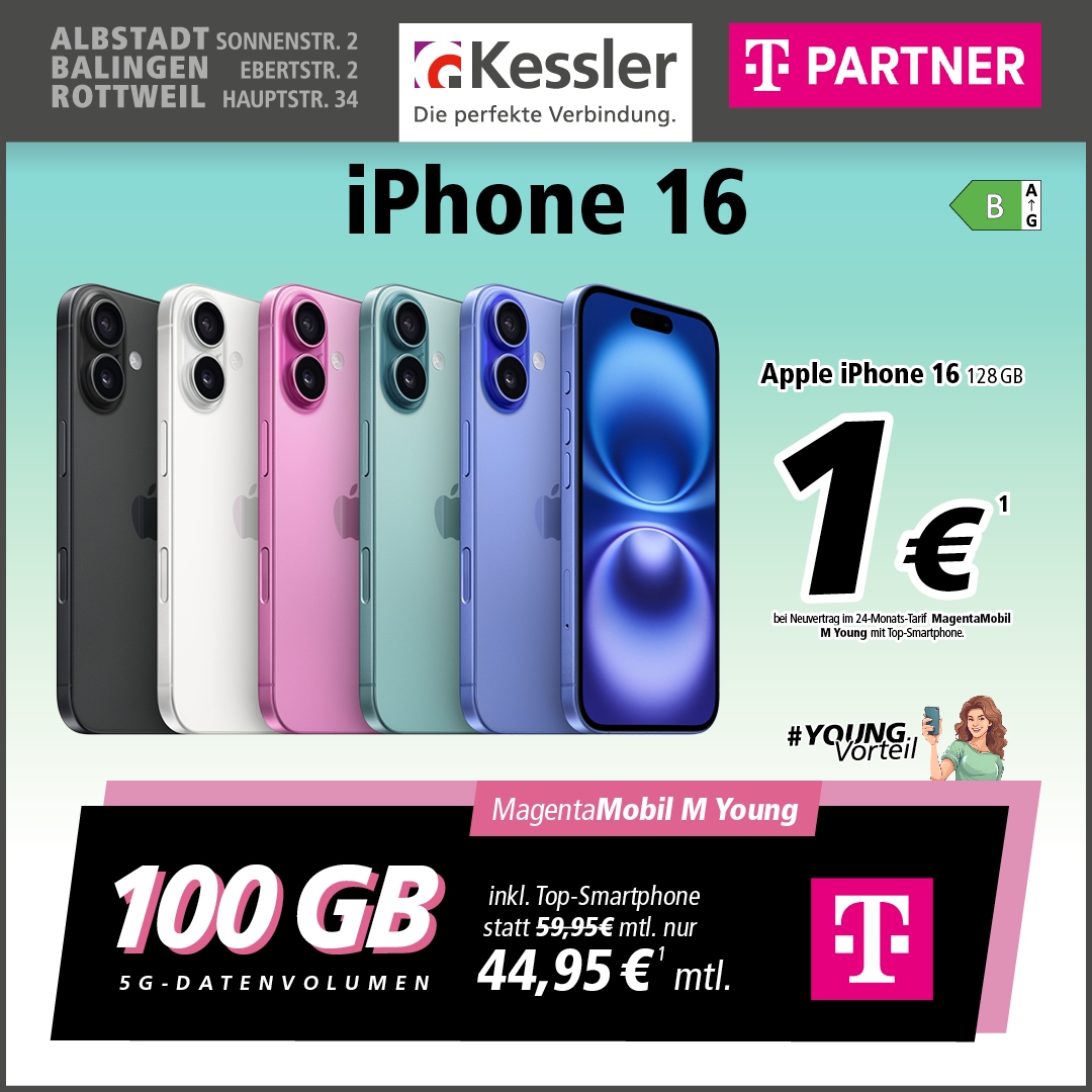 Magenta Mobil M Young mit Apple iPhone 16