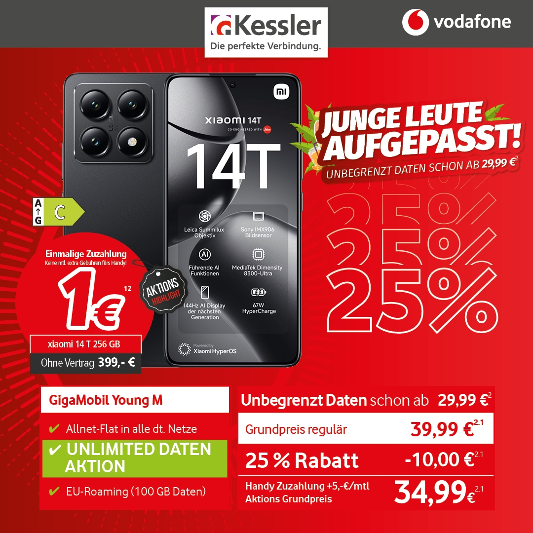 Vodafone GigaMobil Young M mit Xiaomi 14T 256GB