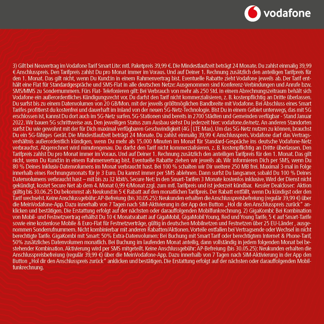 Vodafone Smart Lite mit Apple iPhone 15 128GB