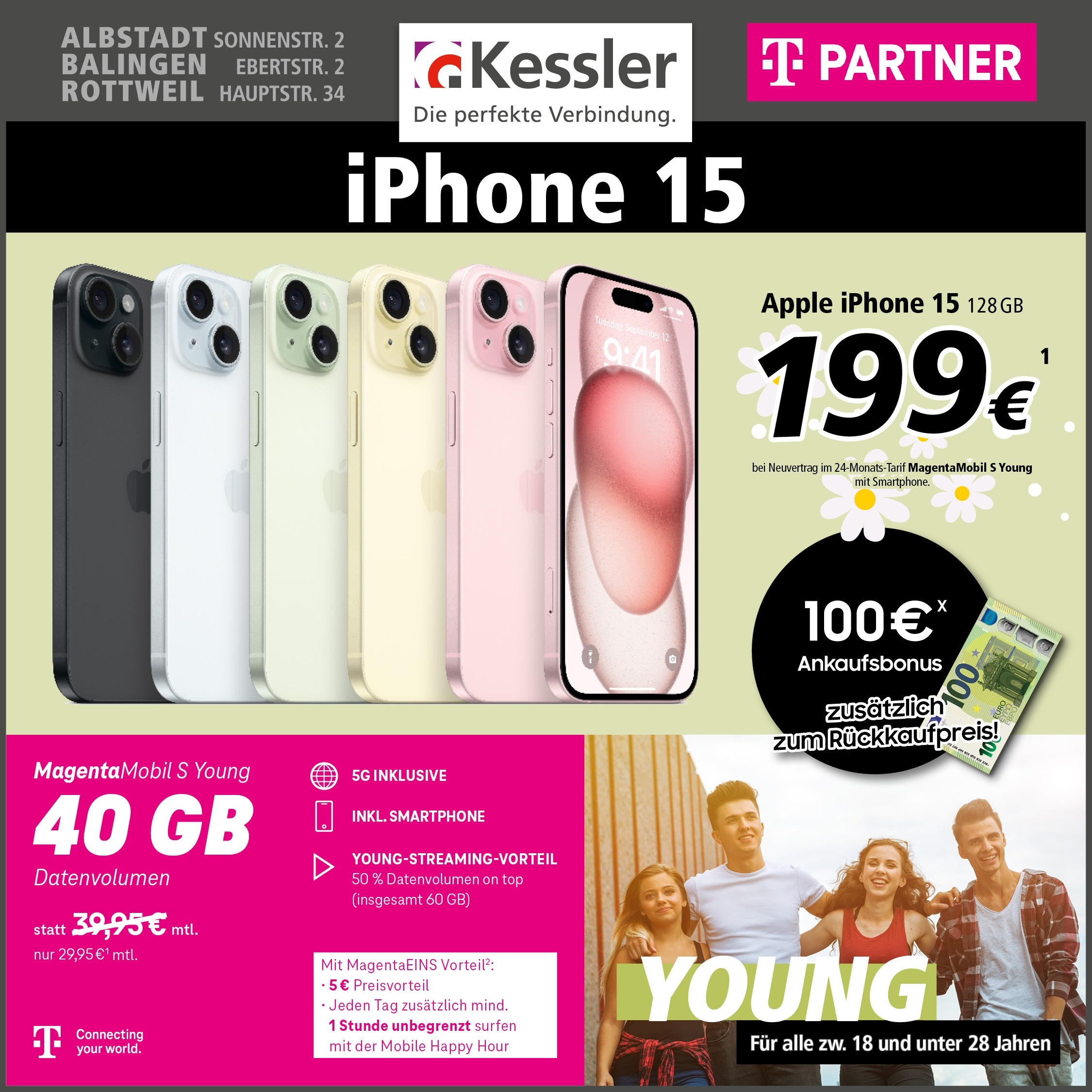 Magenta Mobil S Young mit Apple iPhone 15