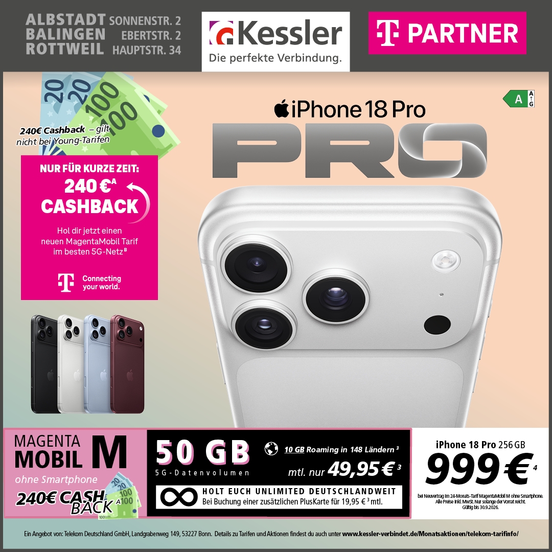 MagentaMobil M mit iPhone 18 Pro 256GB