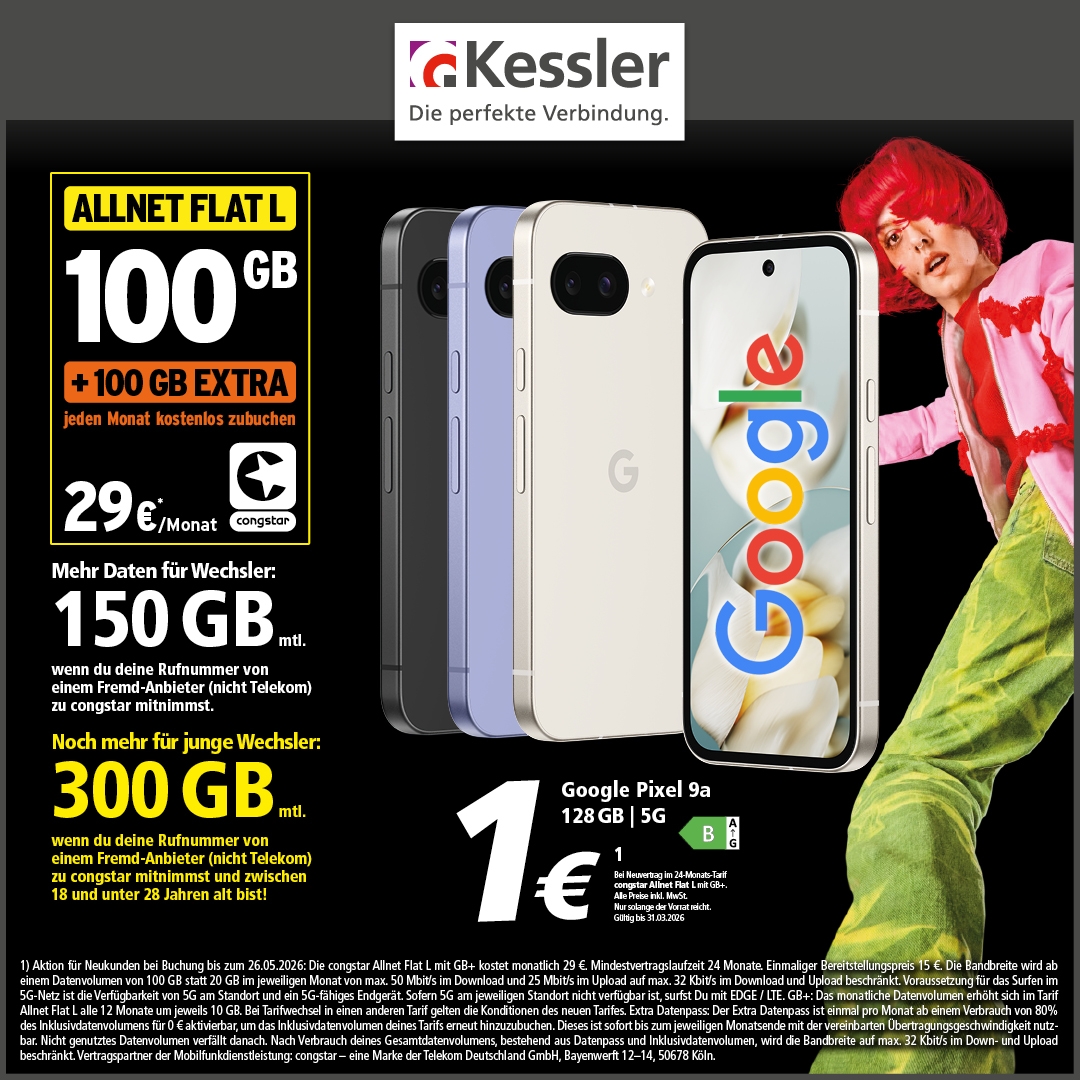 Congstar Allnet L mit GB+ und Google Pixel 9a
