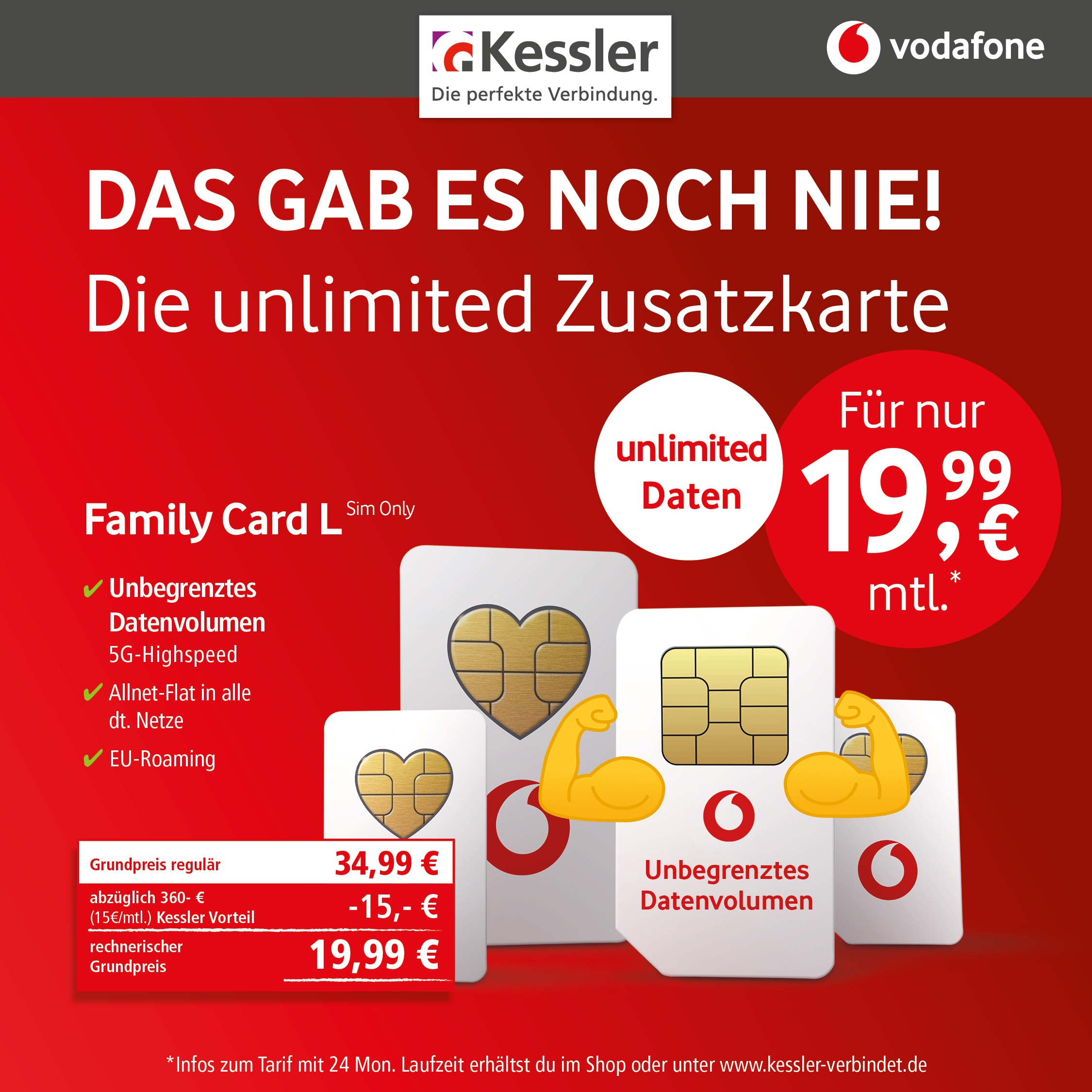 Vodafone Family Card L Unlimited für nur 19,99€